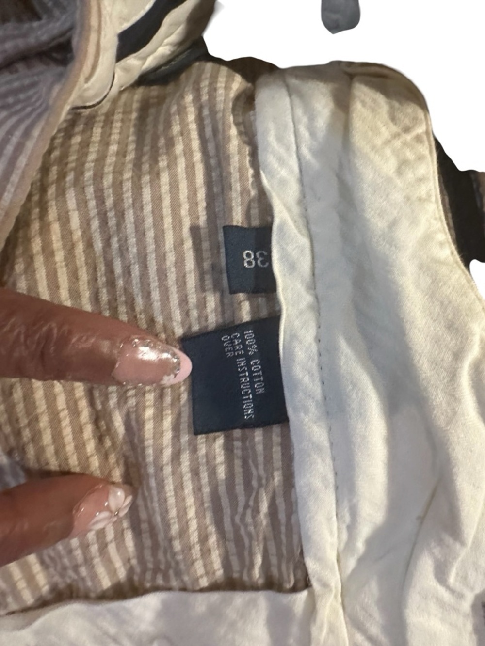 Polo by Ralph Lauren Beige Seersucker Stripe Flat Front Shorts - Picture 5 of 8